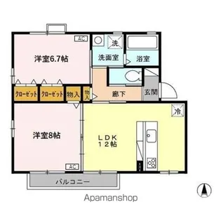 ロイヤルガーデン砺波Ⅱ A【2階】の間取り