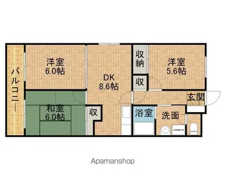山の手マンションⅡ【3階】の間取り