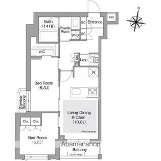 東京都中野区上高田1丁目【マンション】の間取り
