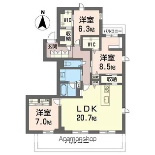 シャーメゾン フローラ【301号室】の間取り