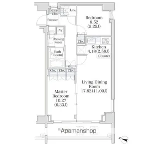 パークフラッツ市谷台町坂【7階】の間取り