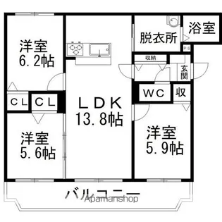 サンクレール常盤【301号室】の間取り
