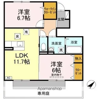 トワ・ヴェール A棟【1階】の間取り