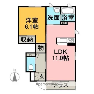 ソレイユYAMAGO【A-102号室】の間取り