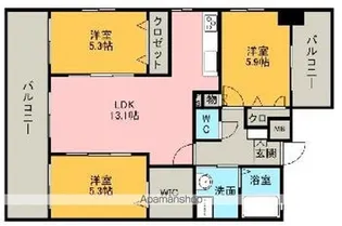 エスティメゾン博多東【9階】の間取り