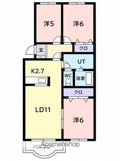 第二ブリリアント若草【1階】の間取り