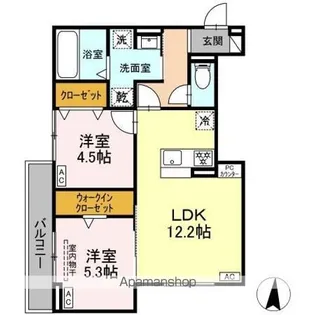 ルヴィータ大秋【2階】の間取り