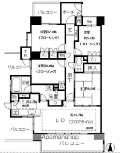 aLATO白壁東【6階】の間取り