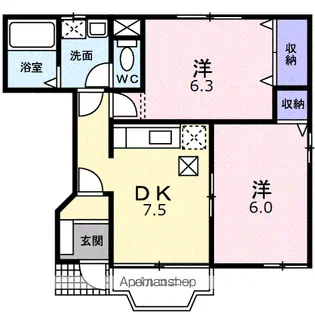 フォンターナ サノA【1階】の間取り