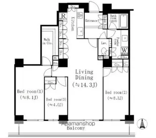 リバーポイントタワー【32階】の間取り