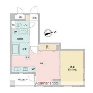 1DKの間取り画像