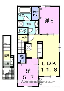 ブライト605レジデンスⅡA【2階】の間取り