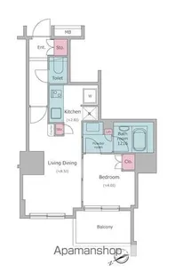 レジディアタワー目黒不動前【12階】の間取り