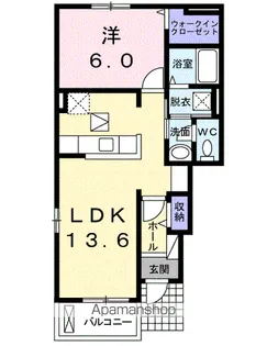 1LDKの間取り画像