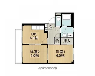 アップルパレスB棟【202号室】の間取り