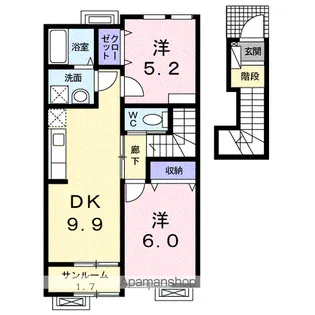 ベル ソレイユ Ⅲ【2階】の間取り