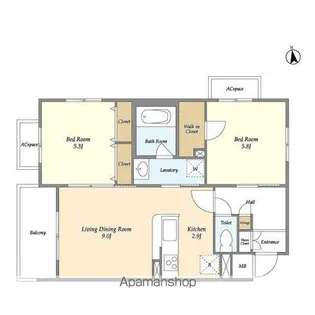 ユニコーンバリー等々力【2階】の間取り