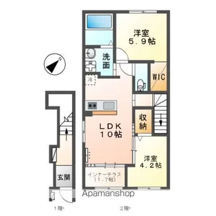 仮)取手市上高井379アパート【2階】の間取り
