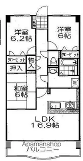 サントノーレ高松中央弐番館【5階】の間取り