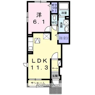 WESTERLYGARDENⅠ【101号室】の間取り