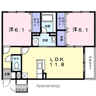 ジュネス松陰【1階】の間取り