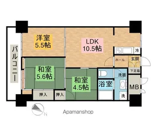 ライオンズマンション中央【506号室】の間取り