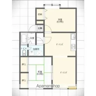 パープルタウン住吉B棟【202号室】の間取り