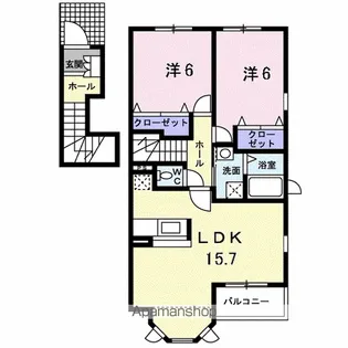 シャン・ドゥ・フルール【2階】の間取り