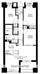 グランスイート神楽坂ピアース ノースヒルズ【3階】の間取り