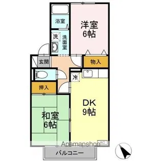 ディアコート加茂 A・B【A202号室】の間取り
