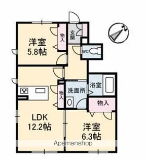 LA VIE CLAIR B棟【1階】の間取り