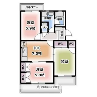 エクレール瀬名【2階】の間取り