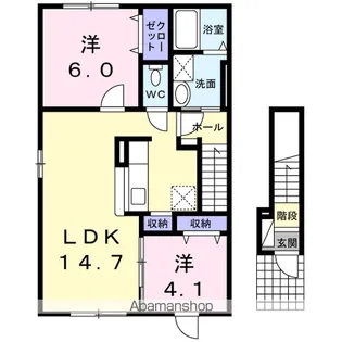 クレイトンアベニュー鳥取Ⅱ【2階】の間取り