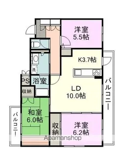 パティオコート【3B号室】の間取り