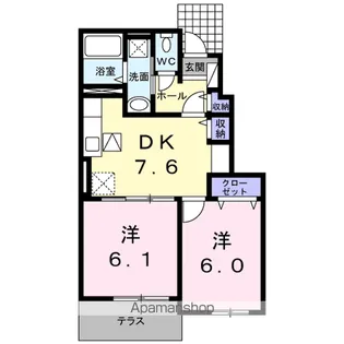 ヒッコリー リッジ弐番館【1階】の間取り