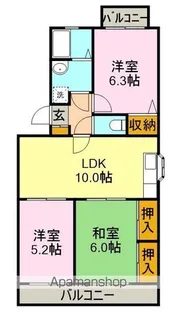 リバーサイドⅡ【3階】の間取り