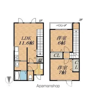 北海道中川郡幕別町札内文京町【テラスハウス】の間取り