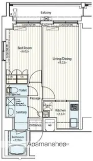ドゥーエ新富町【8階】の間取り