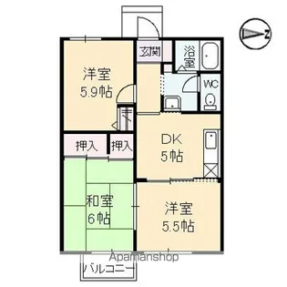 ディアス 山本【1階】の間取り