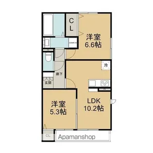フレンシア本母【3D号室】の間取り