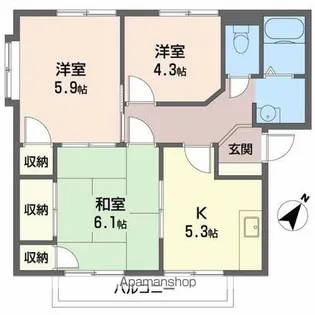 コートハウスコスモス A棟【A202号室】の間取り
