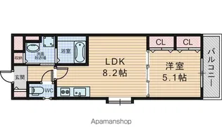 クリエオーレ螢池Ⅱ【1階】の間取り