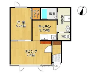 エスペランサ新得Ⅷ【1B号室】の間取り