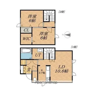 北海道河東郡音更町南鈴蘭北6丁目【テラスハウス】の間取り