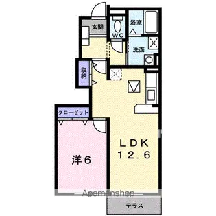 ラフォーレ森【1階】の間取り
