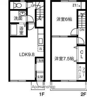 茨城県土浦市神立町【テラスハウス】の間取り