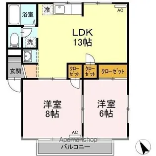 シャインポート屋島AD棟 D棟【2階】の間取り