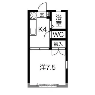 プレイス北山【102号室】の間取り
