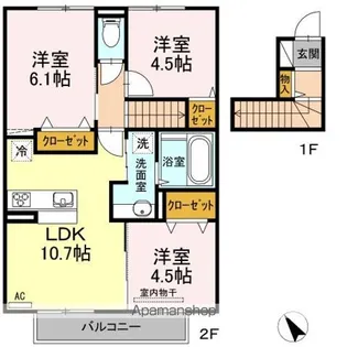リバーヴュー伊集院【2階】の間取り