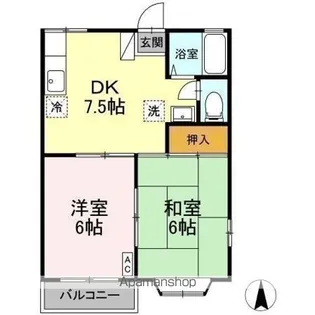 エステート笹谷C【2階】の間取り